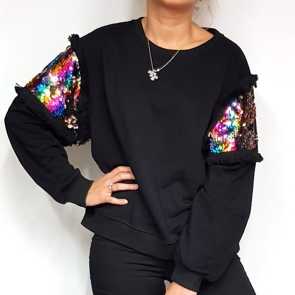 Black Sequin Sweater